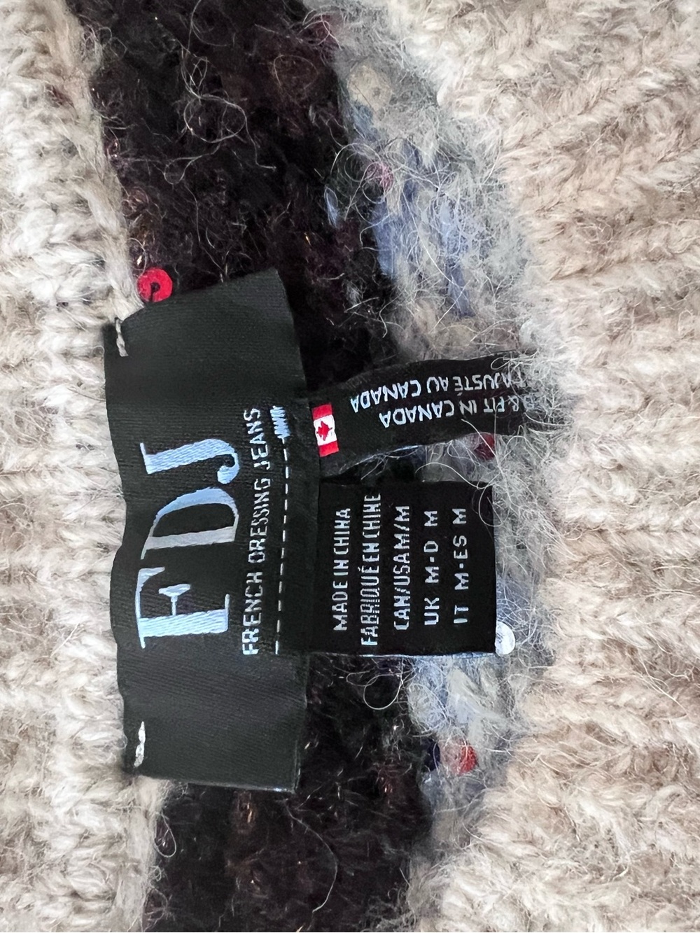 Textured Crewneck Sweater in Cream, Blue & Black - FDJ - Picture 5 of 8